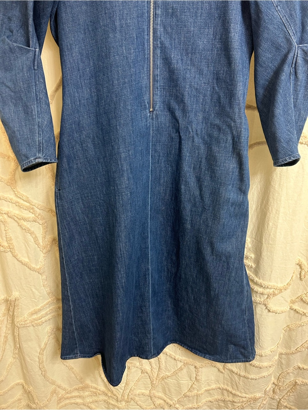 COS Half-Zip Denim Long Sleeve Mini Dress Size 8 - Picture 8 of 16
